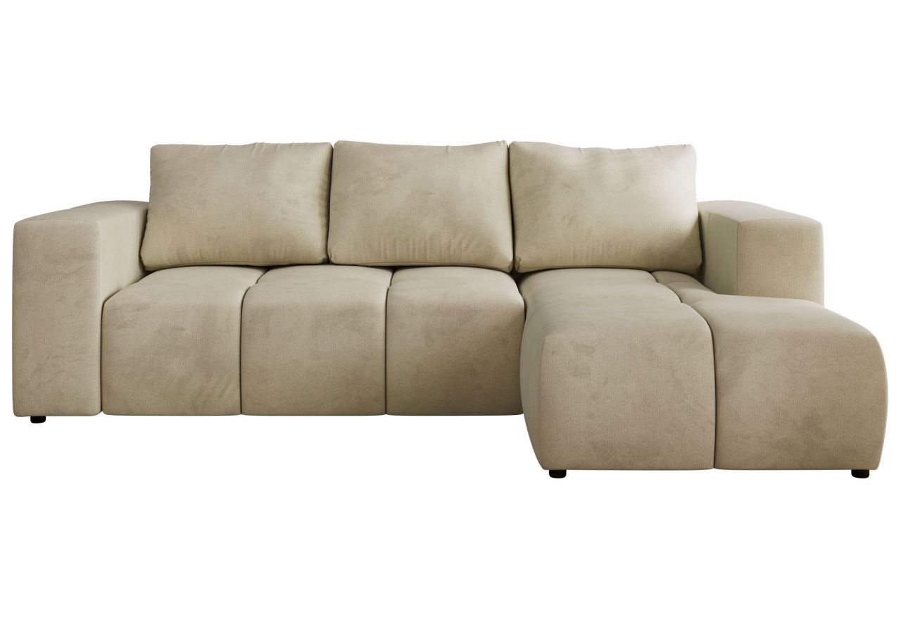 Narożnik MONIVA L - strona prawa - beżowy, welwet