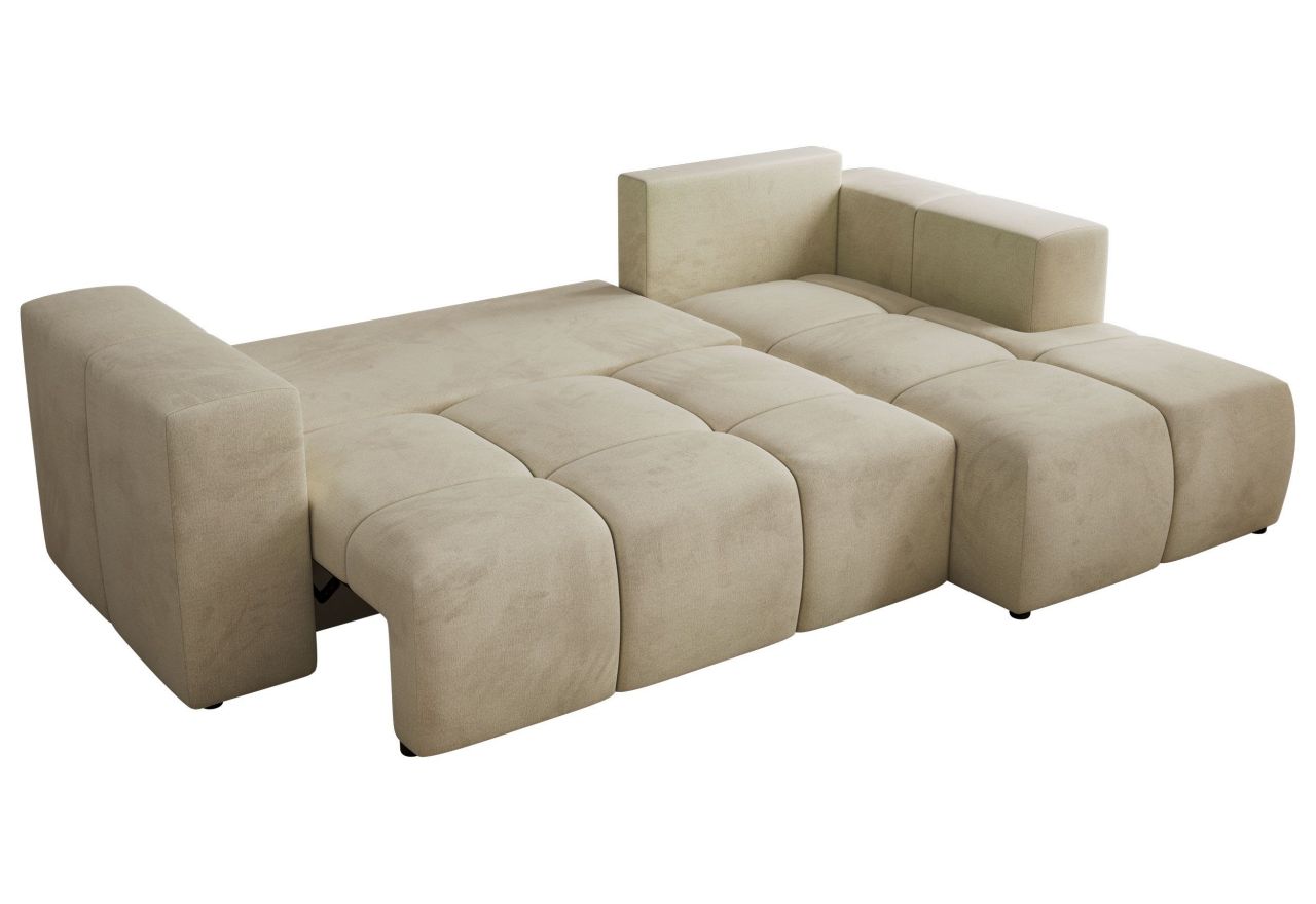 Narożnik MONIVA L - strona prawa - beżowy, welwet