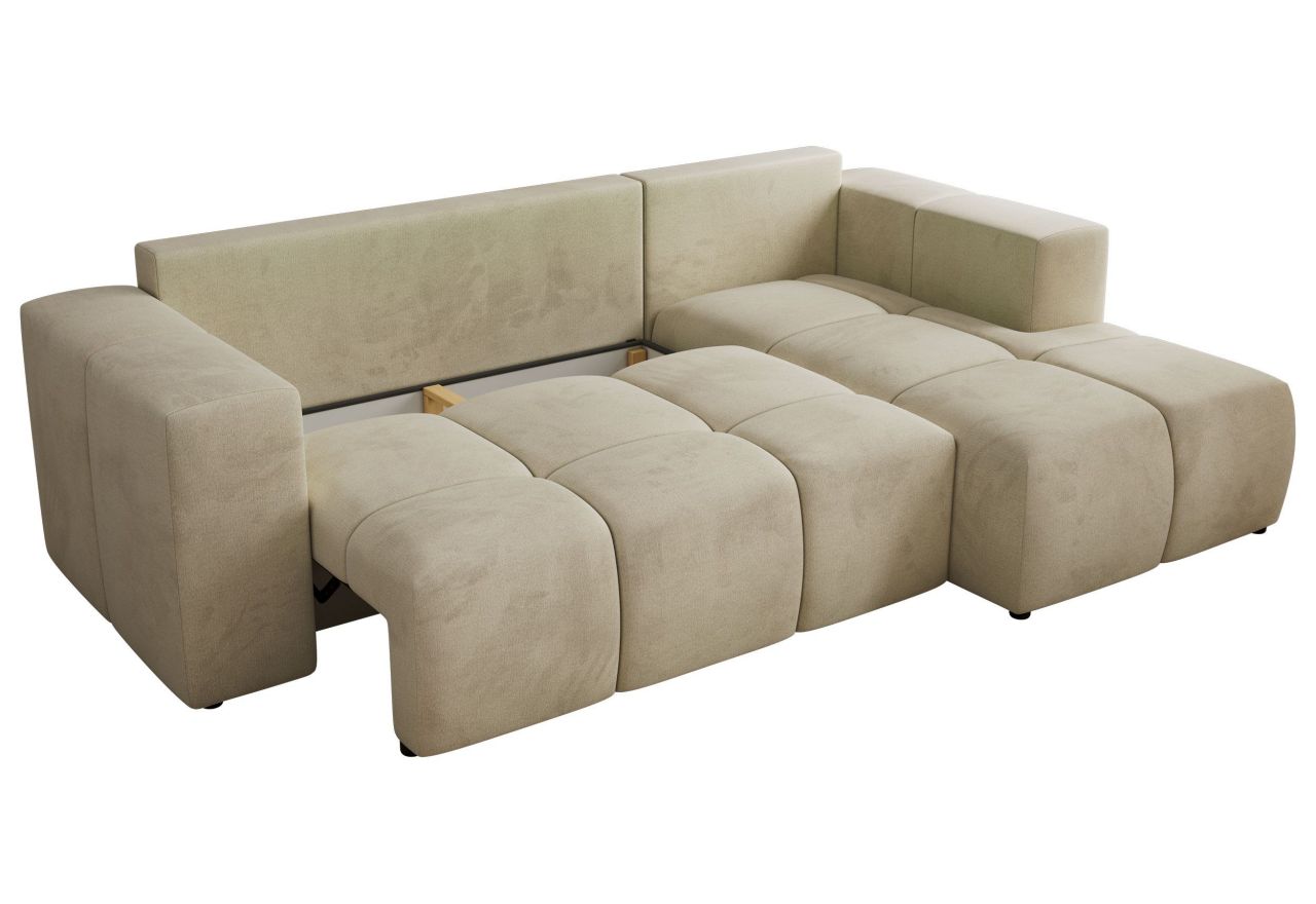 Narożnik MONIVA L - strona prawa - beżowy, welwet