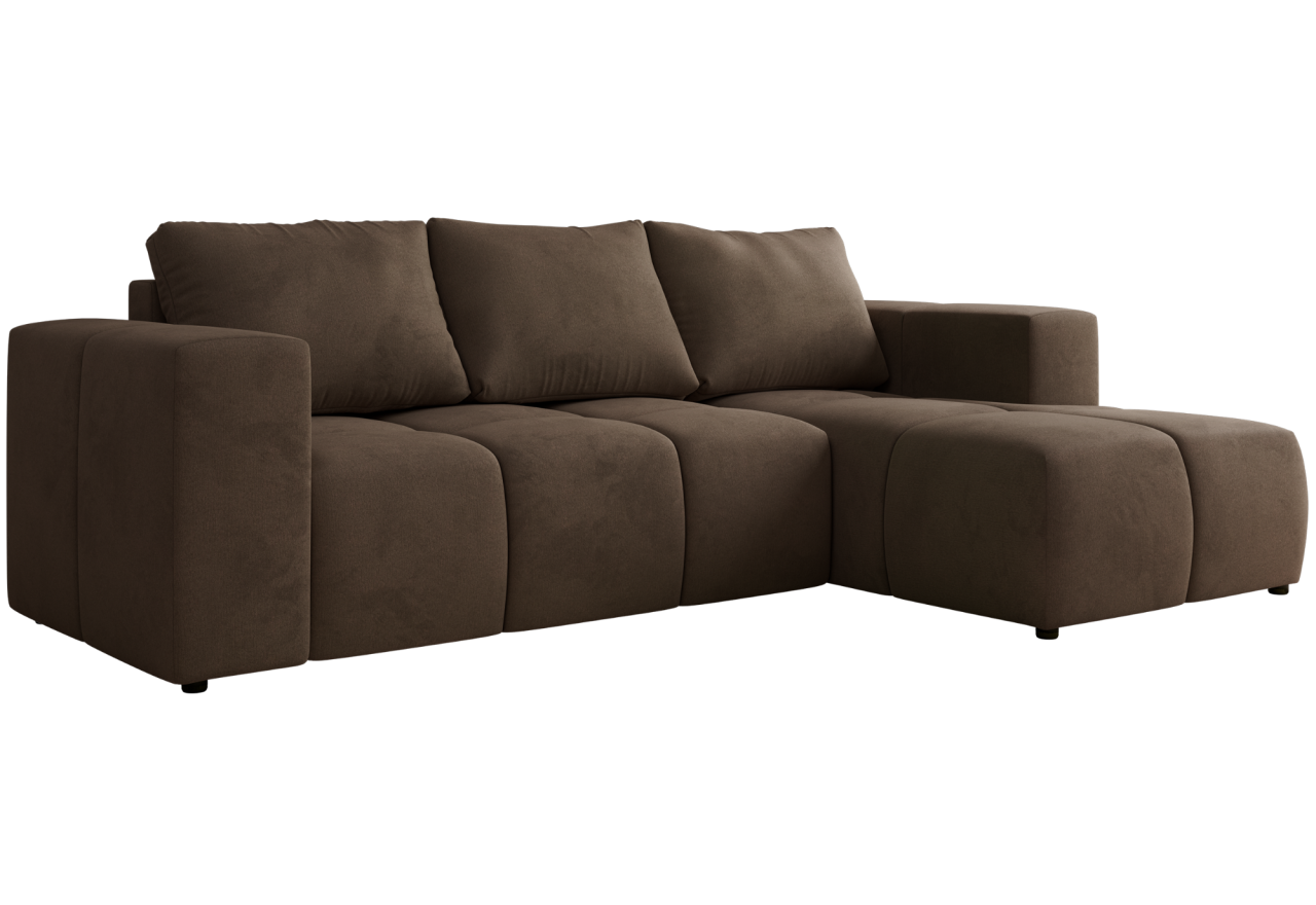 Narożnik MONIVA L - strona prawa - brązowy, welwet