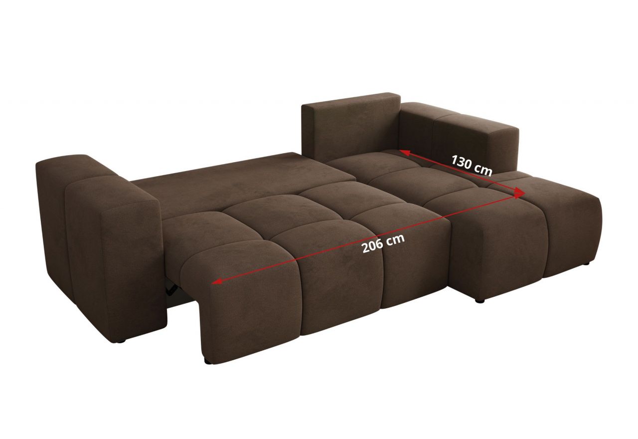 Narożnik MONIVA L - strona prawa - brązowy, welwet