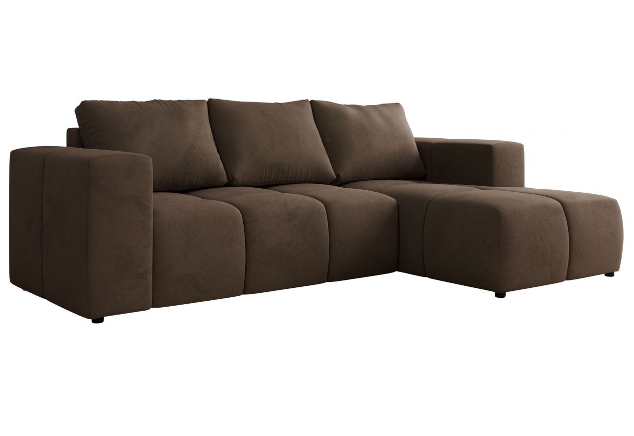 Narożnik MONIVA L - strona prawa - brązowy, welwet