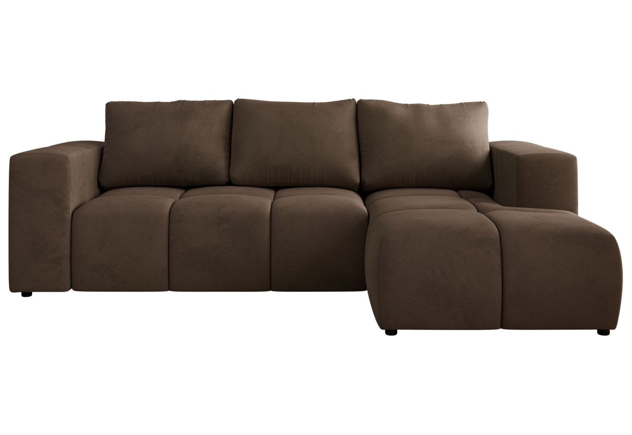 Narożnik MONIVA L - strona prawa - brązowy, welwet