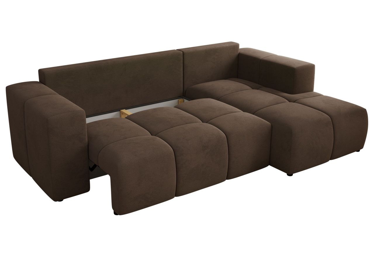 Narożnik MONIVA L - strona prawa - brązowy, welwet