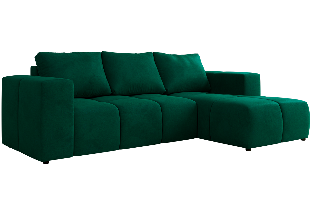 Narożnik MONIVA L - strona prawa - ciemnozielony, welwet