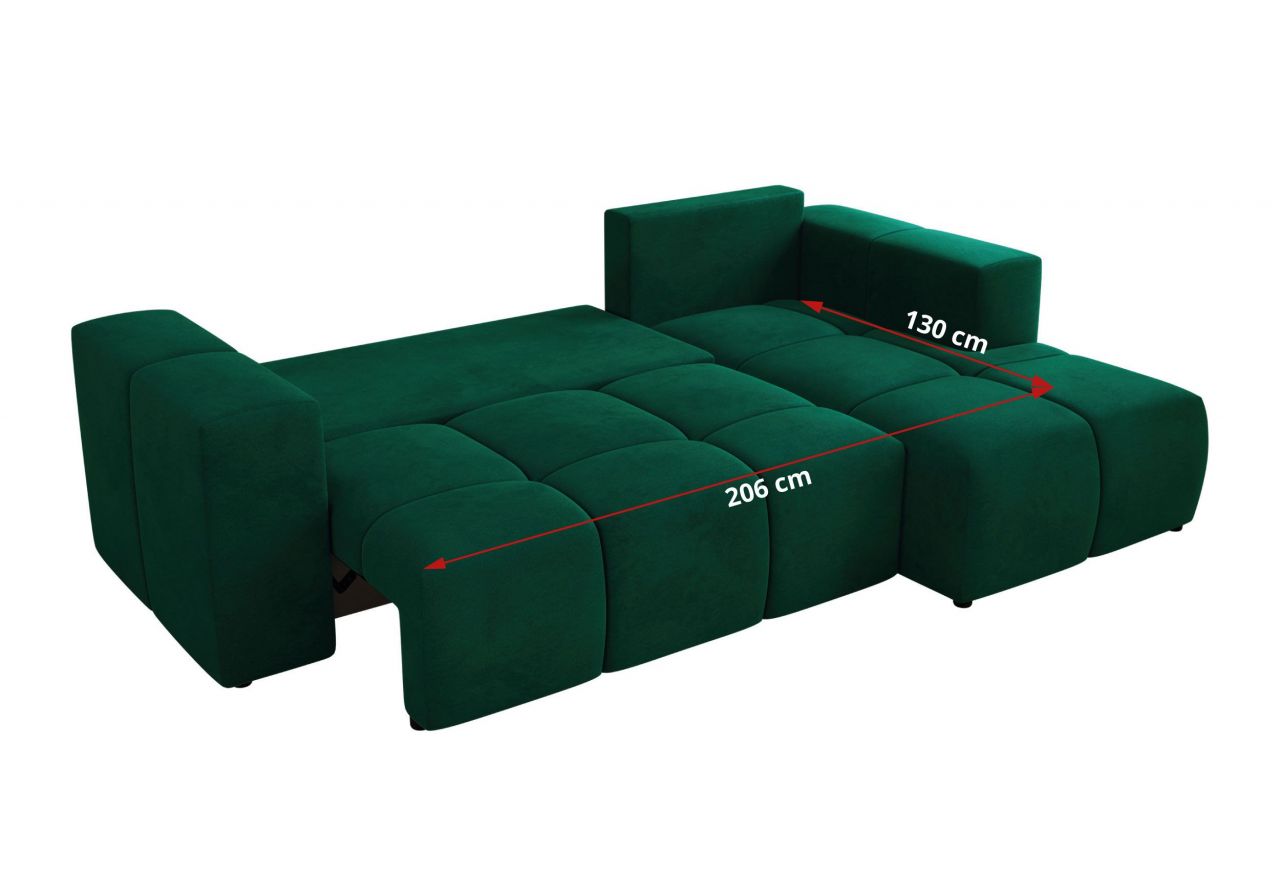 Narożnik MONIVA L - strona prawa - ciemnozielony, welwet