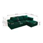 Narożnik MONIVA L - strona prawa - ciemnozielony, welwet