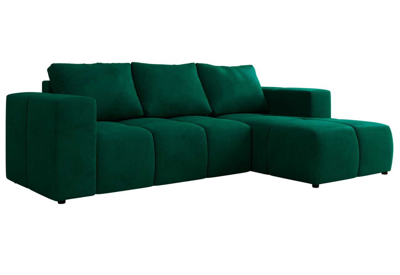 Narożnik MONIVA L - strona prawa - ciemnozielony, welwet