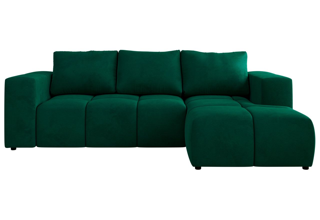 Narożnik MONIVA L - strona prawa - ciemnozielony, welwet