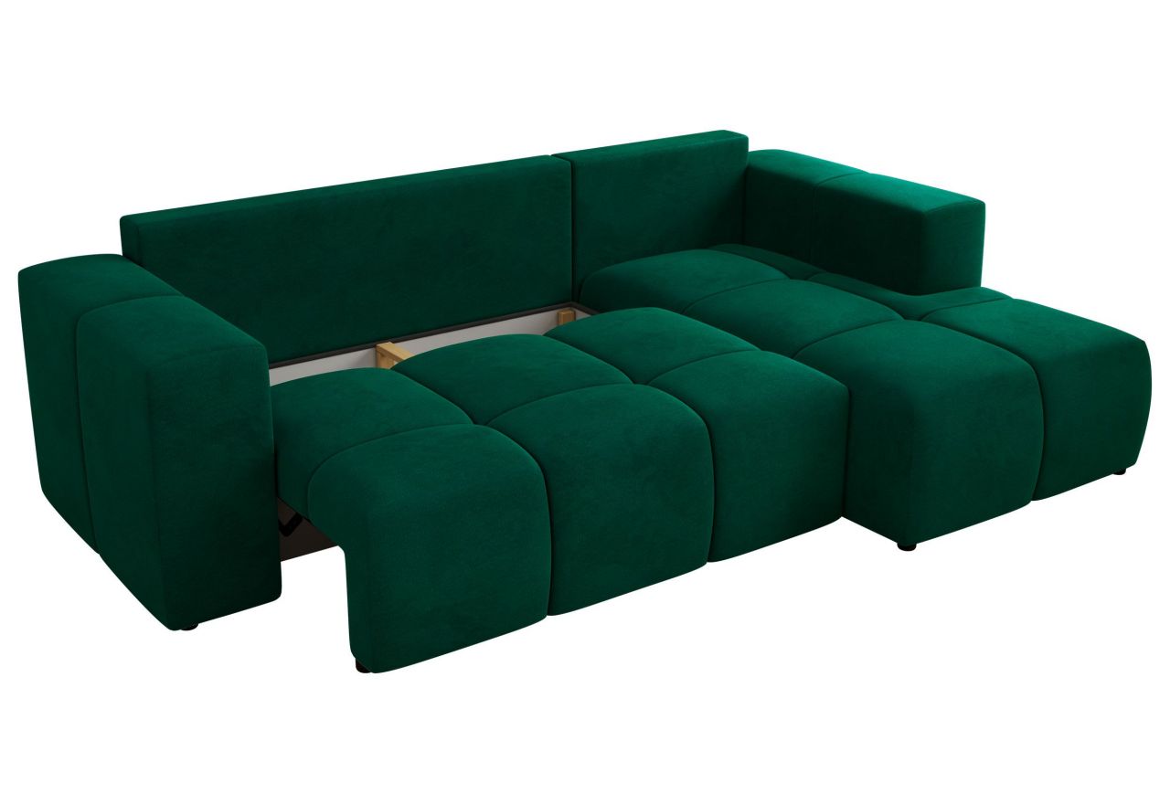 Narożnik MONIVA L - strona prawa - ciemnozielony, welwet