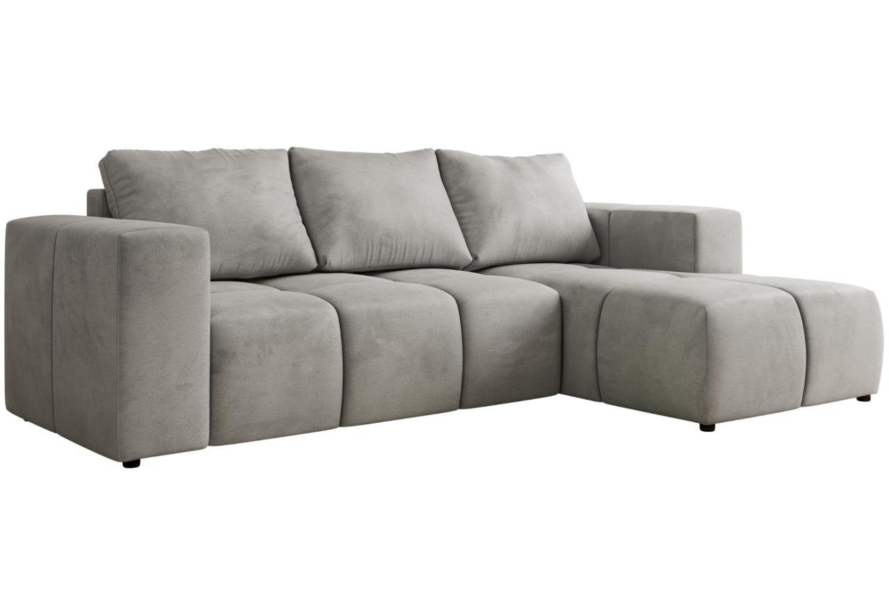 Narożnik MONIVA L - strona prawa - jasnoszary, welwet