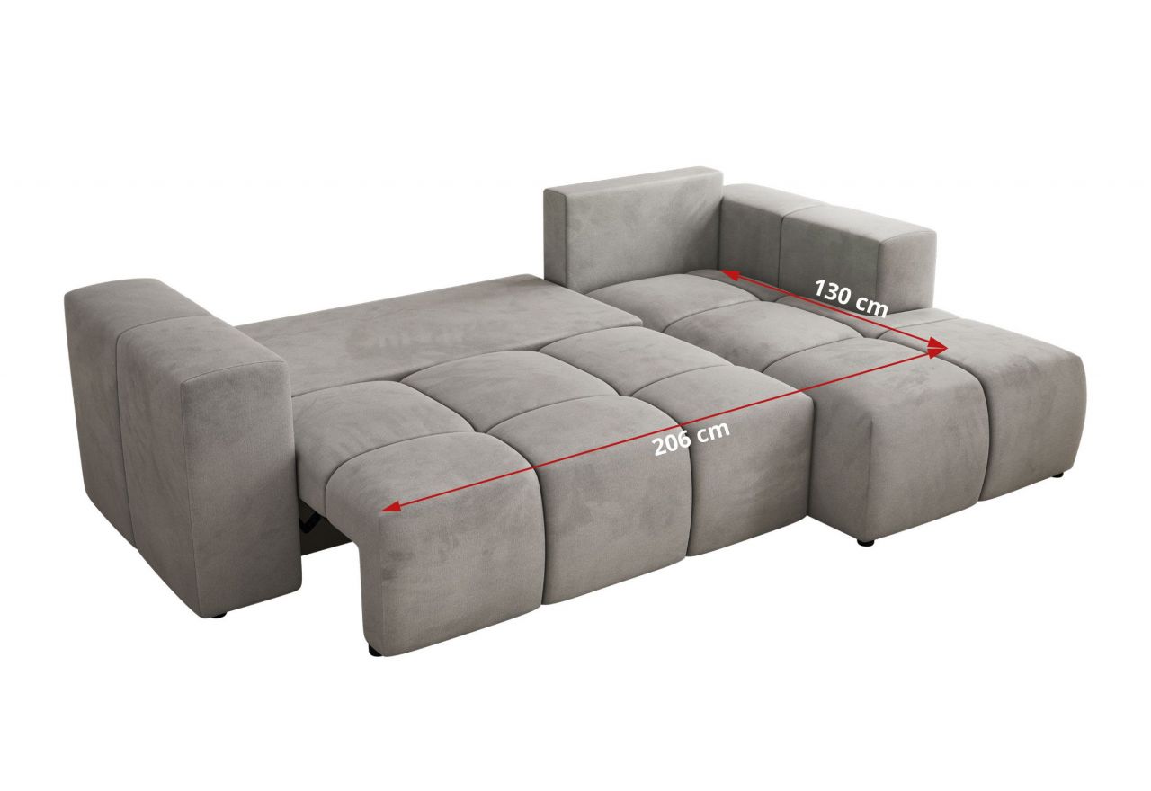 Narożnik MONIVA L - strona prawa - jasnoszary, welwet