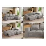 Narożnik MONIVA L - strona prawa - jasnoszary, welwet