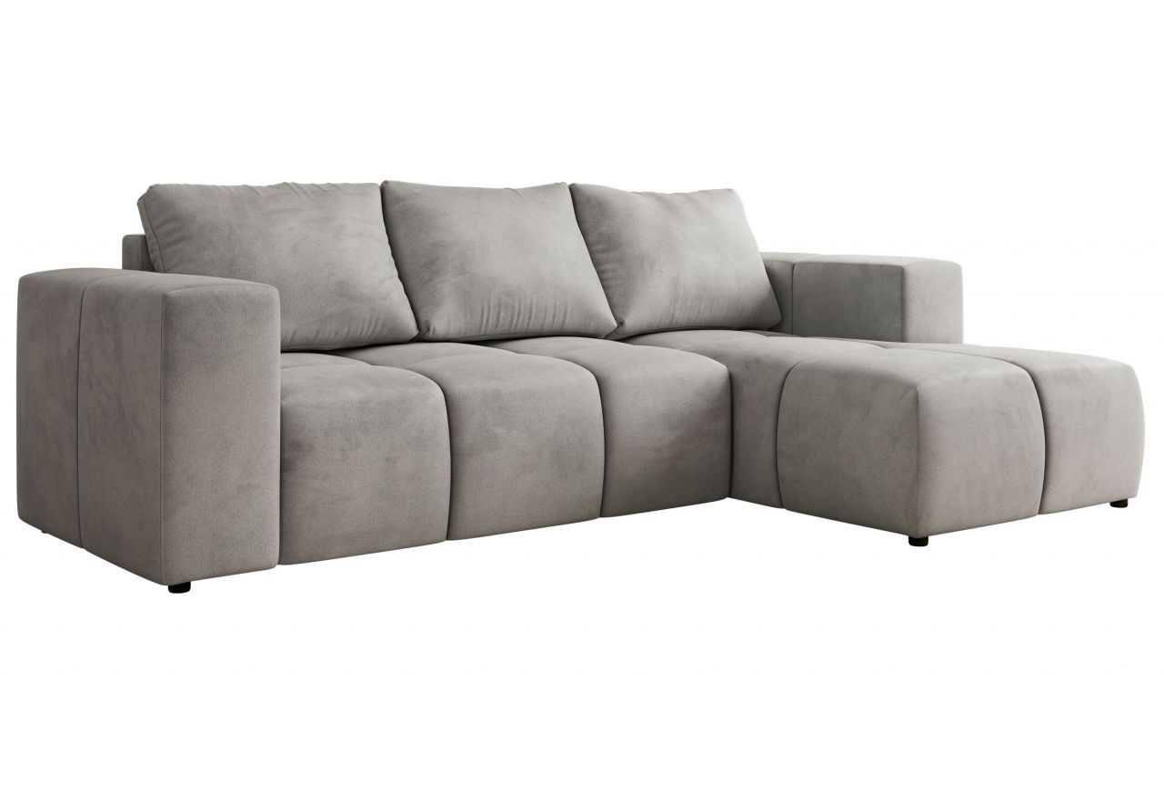 Narożnik MONIVA L - strona prawa - jasnoszary, welwet