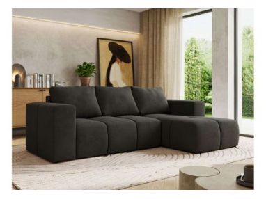 Narożnik MONIVA L - strona prawa - ciemnoszary, welwet