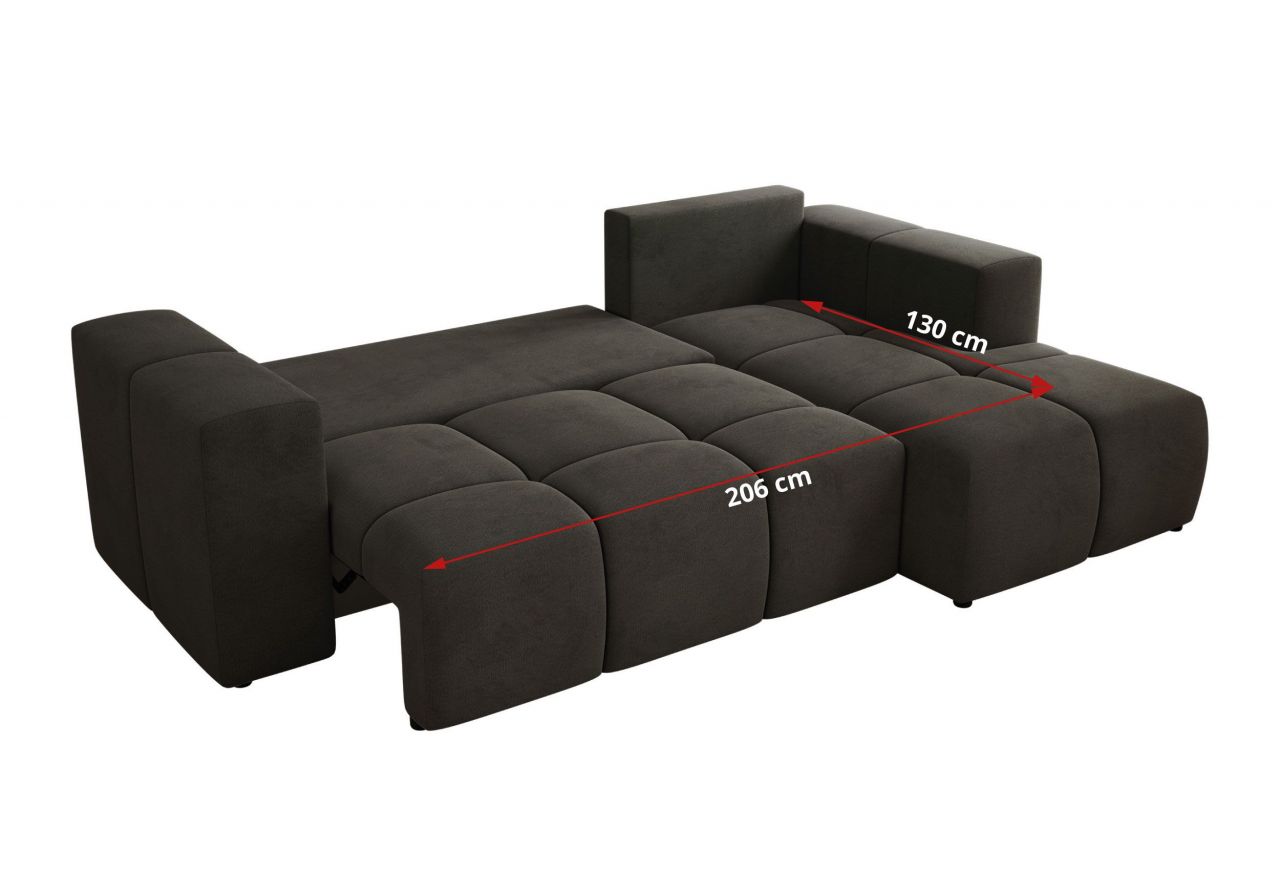 Narożnik MONIVA L - strona prawa - ciemnoszary, welwet