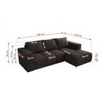 Narożnik MONIVA L - strona prawa - ciemnoszary, welwet