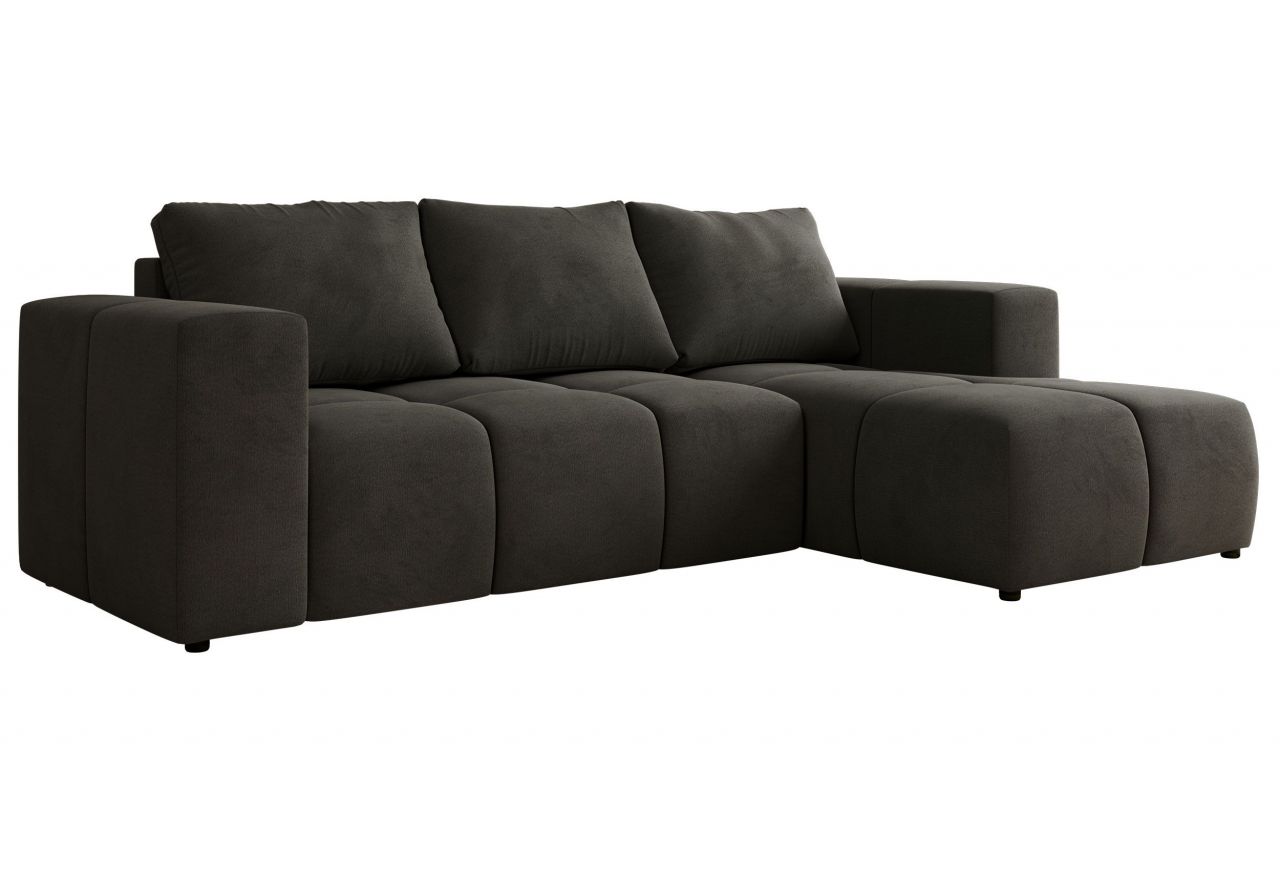 Narożnik MONIVA L - strona prawa - ciemnoszary, welwet