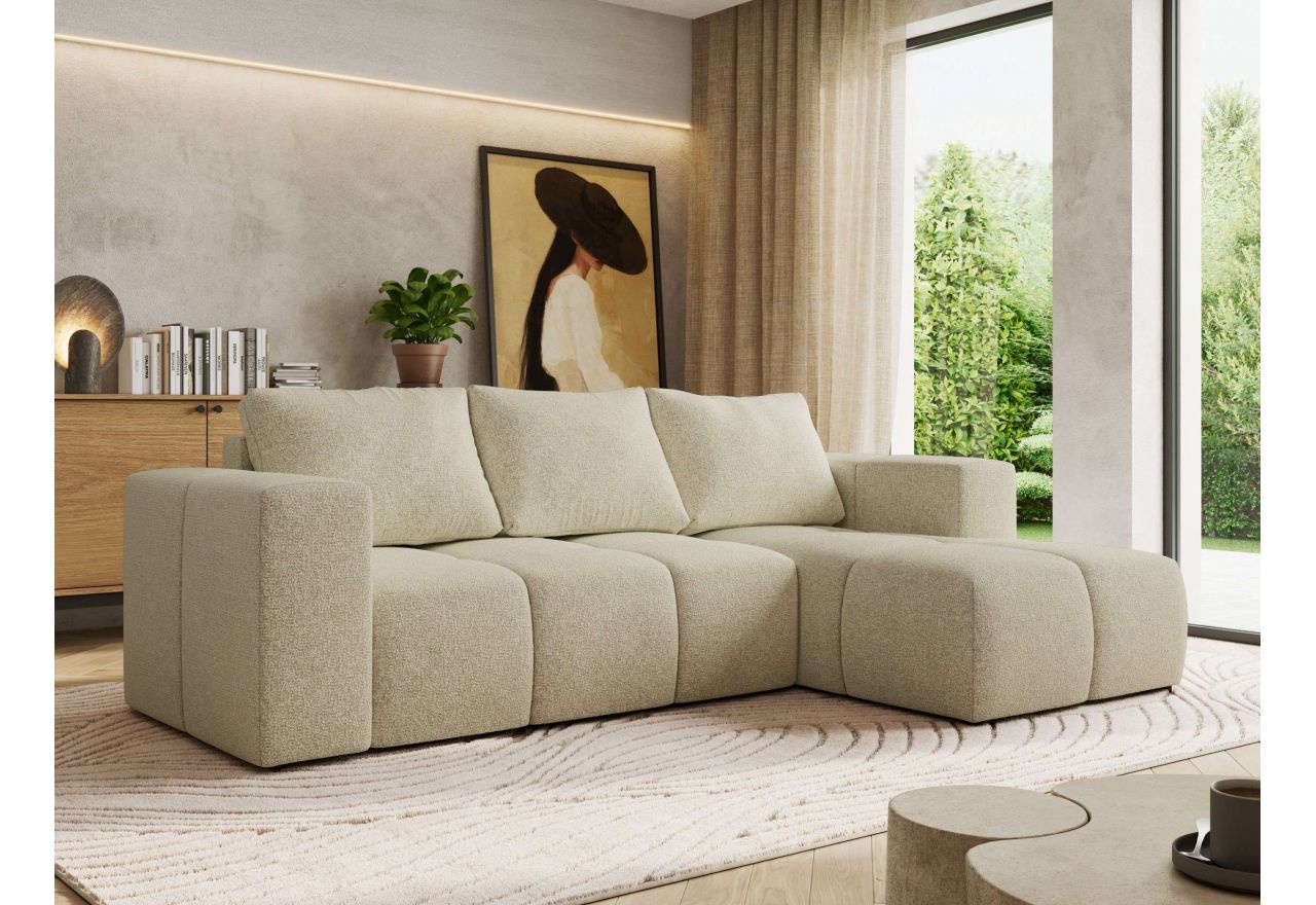 Narożnik MONIVA L - strona prawa - kremowy, struktura