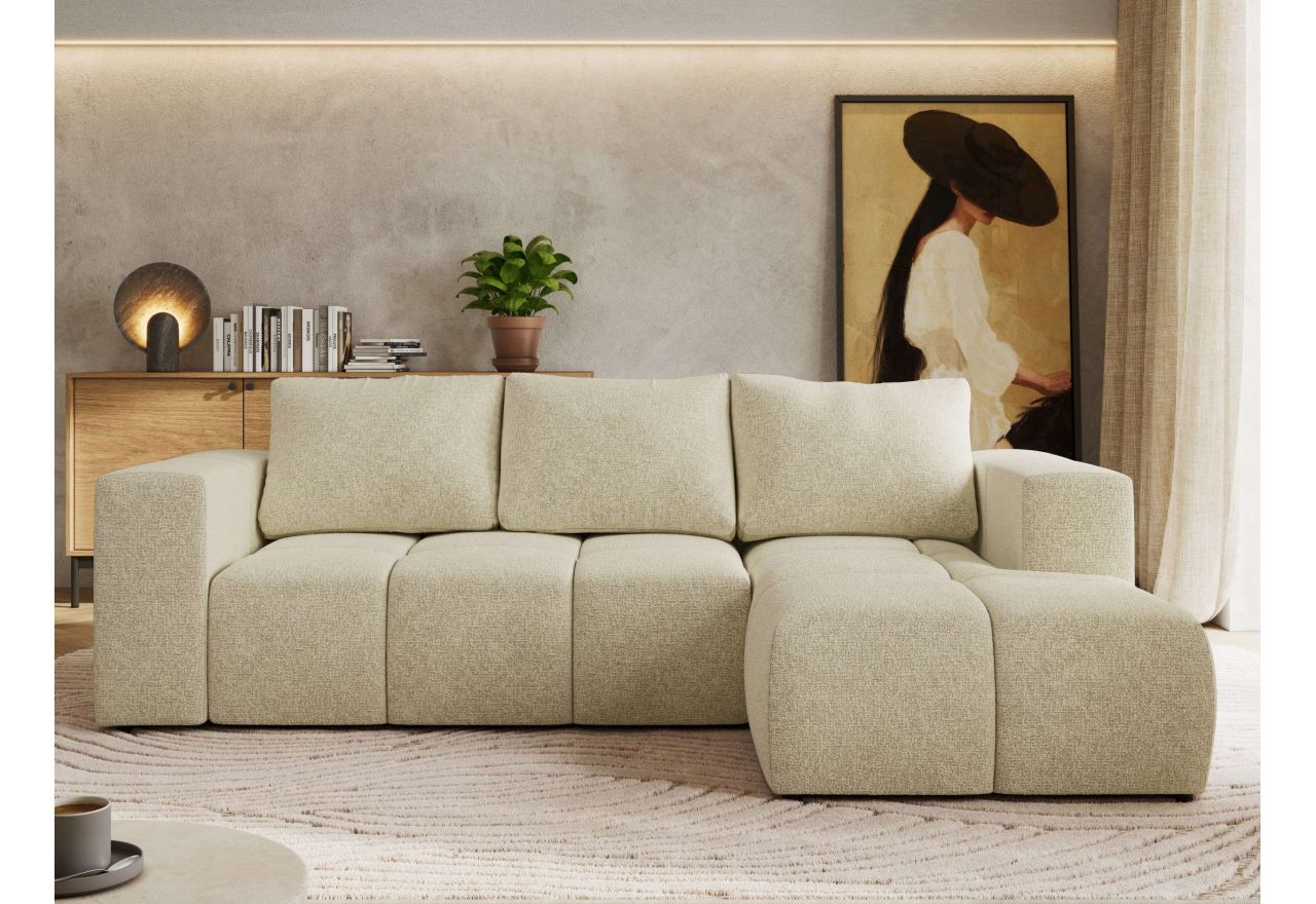 Narożnik MONIVA L - strona prawa - kremowy, struktura