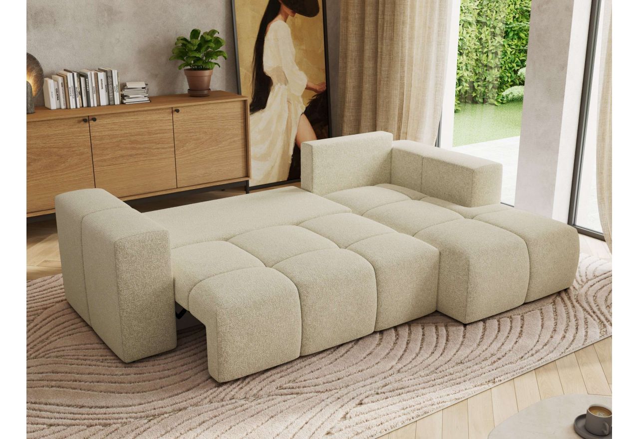 Narożnik MONIVA L - strona prawa - kremowy, struktura