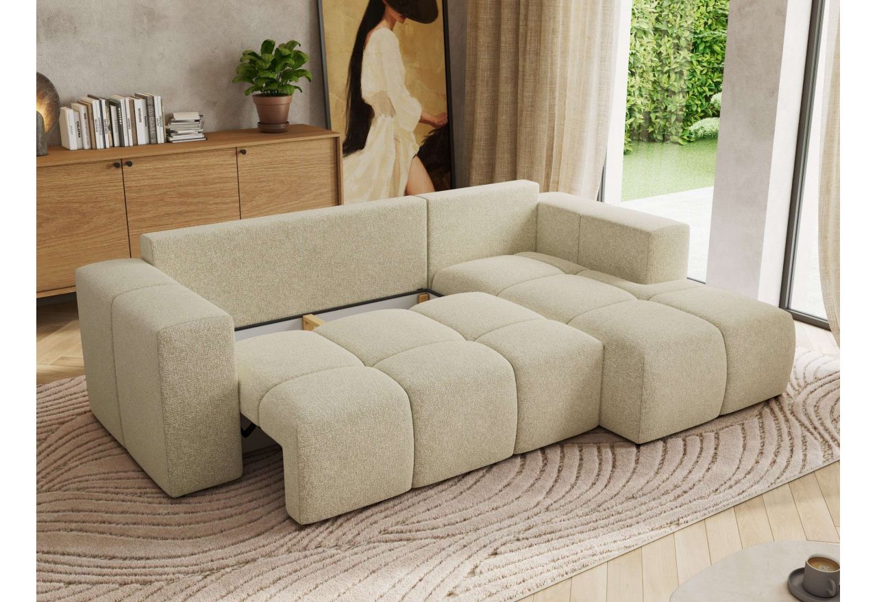 Narożnik MONIVA L - strona prawa - kremowy, struktura