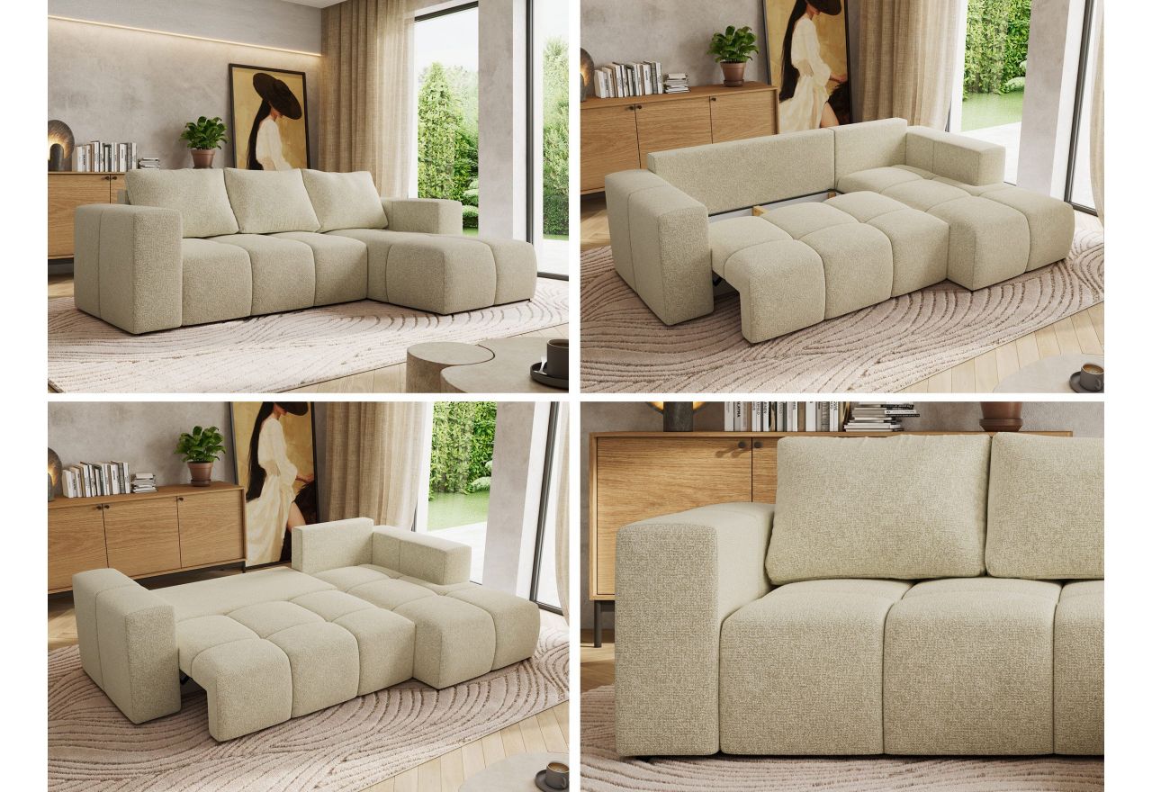 Narożnik MONIVA L - strona prawa - kremowy, struktura