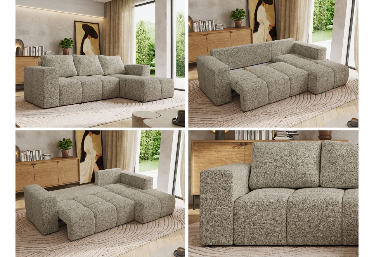 Narożnik MONIVA L - strona prawa - beżowy, struktura