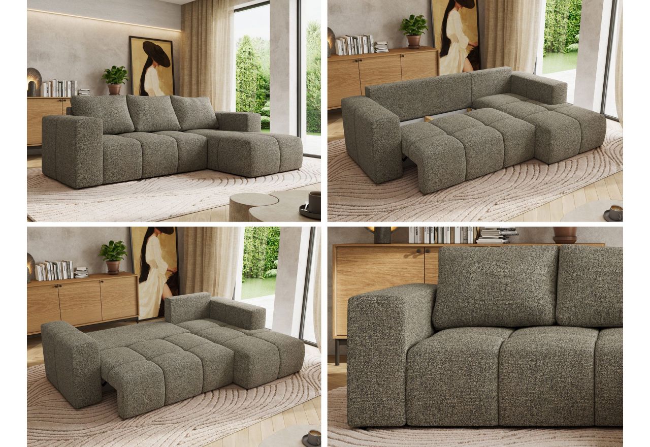 Narożnik MONIVA L - strona prawa - szary, struktura