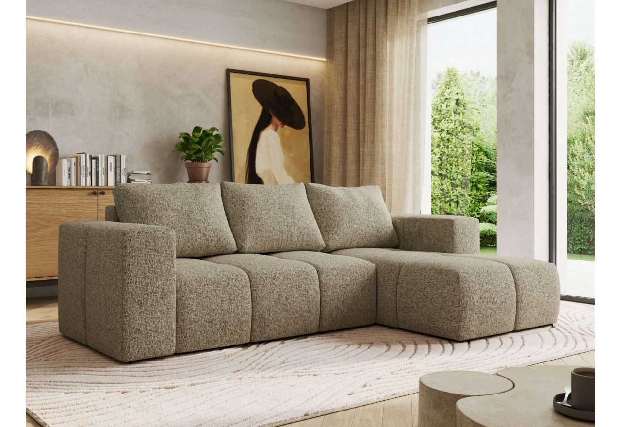 Narożnik MONIVA L - strona prawa - ciemnobeżowy, struktura