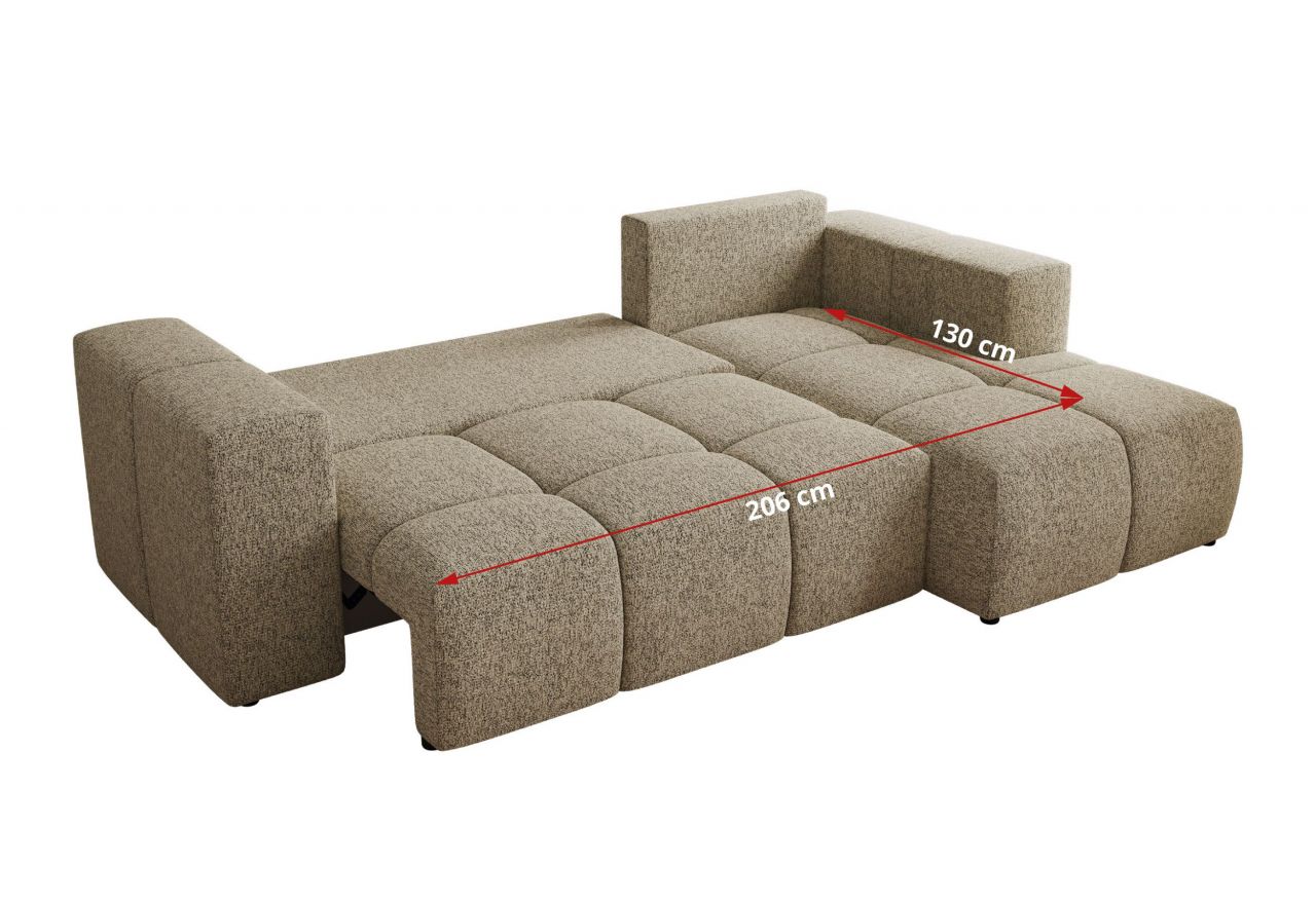 Narożnik MONIVA L - strona prawa - ciemnobeżowy, struktura