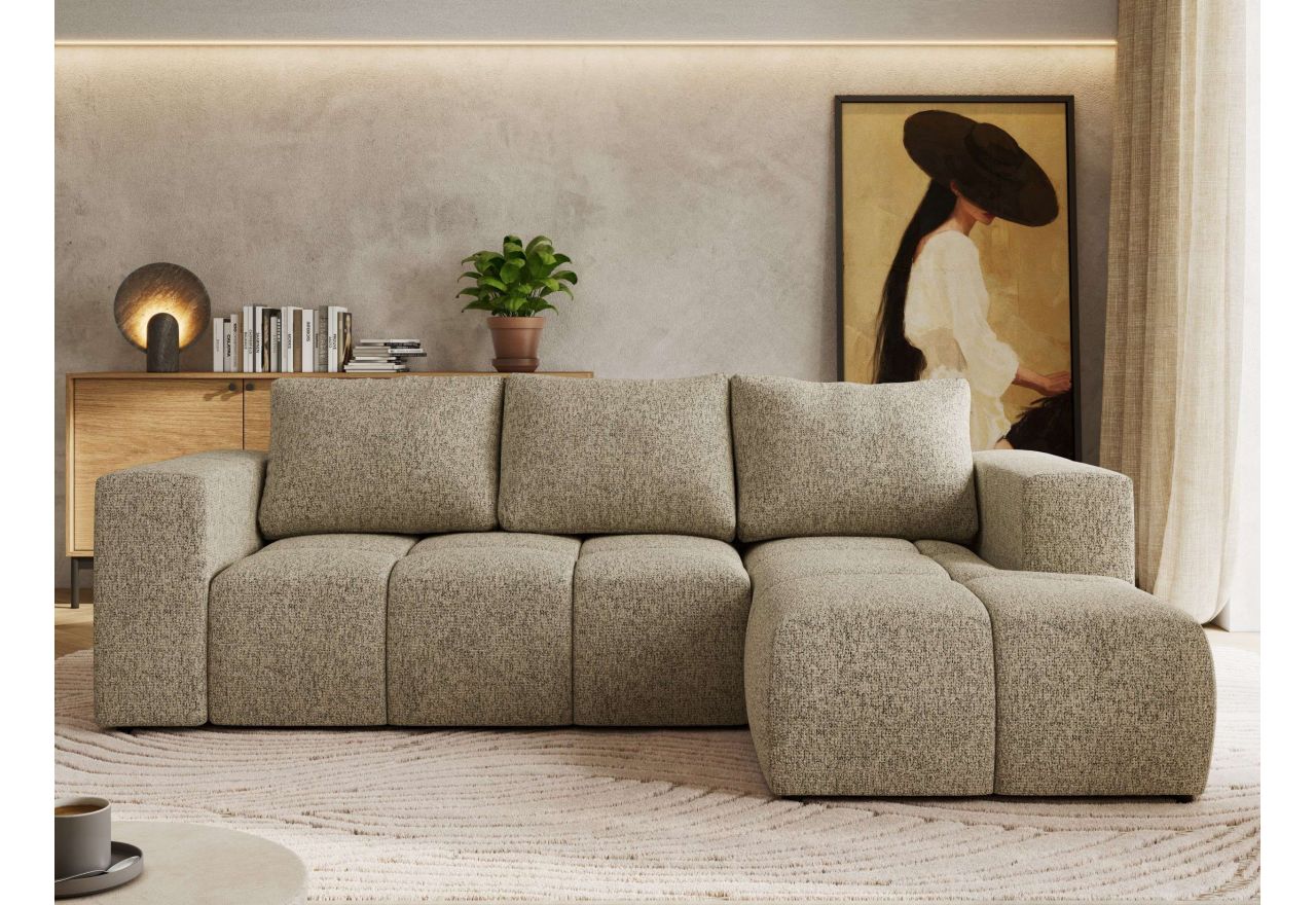 Narożnik MONIVA L - strona prawa - ciemnobeżowy, struktura