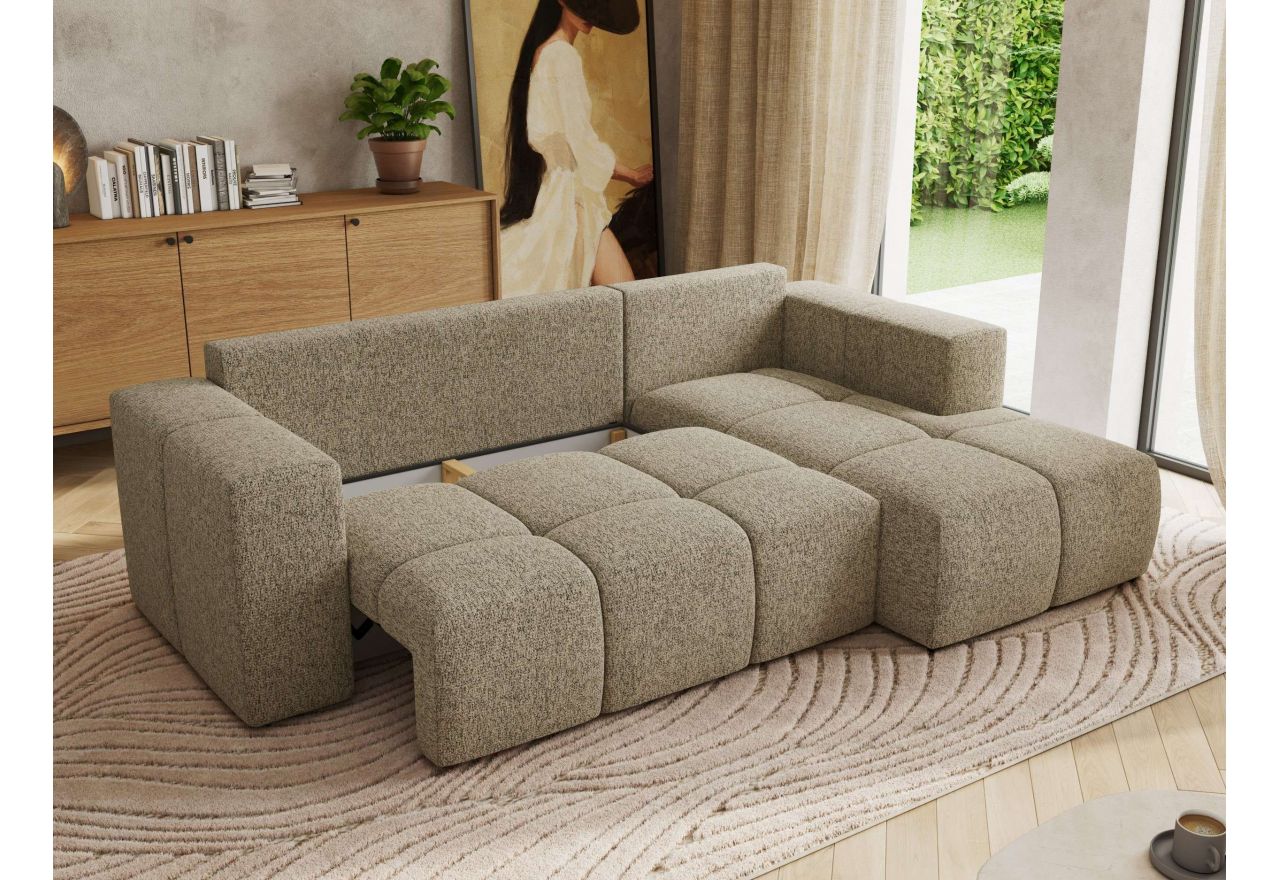 Narożnik MONIVA L - strona prawa - ciemnobeżowy, struktura