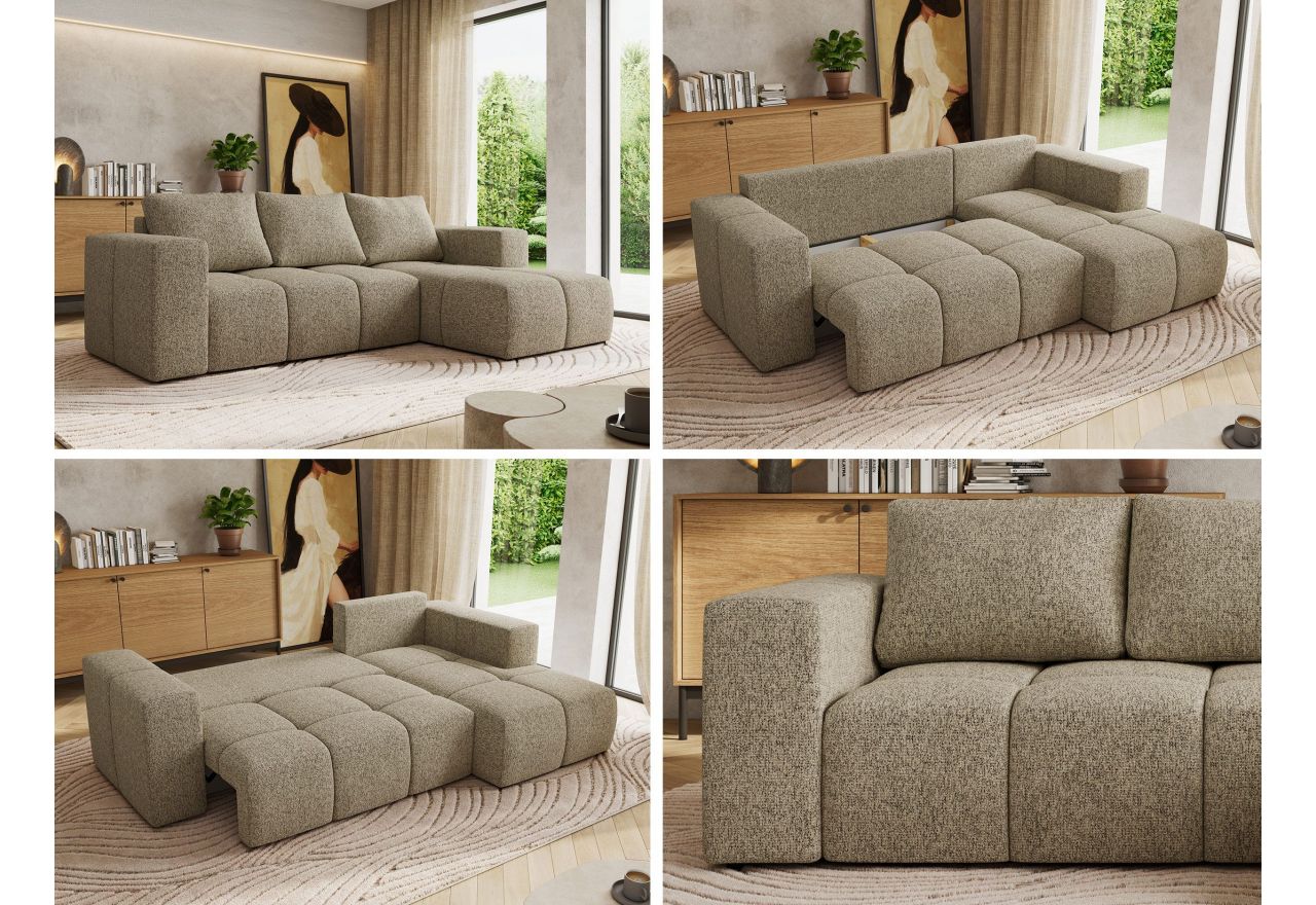 Narożnik MONIVA L - strona prawa - ciemnobeżowy, struktura