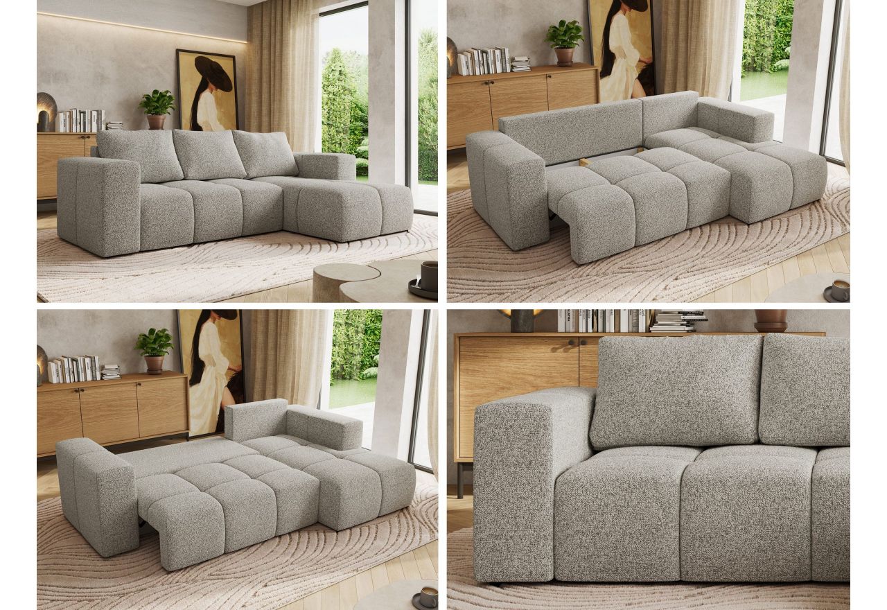 Narożnik MONIVA L - strona prawa - jasnoszary, struktura