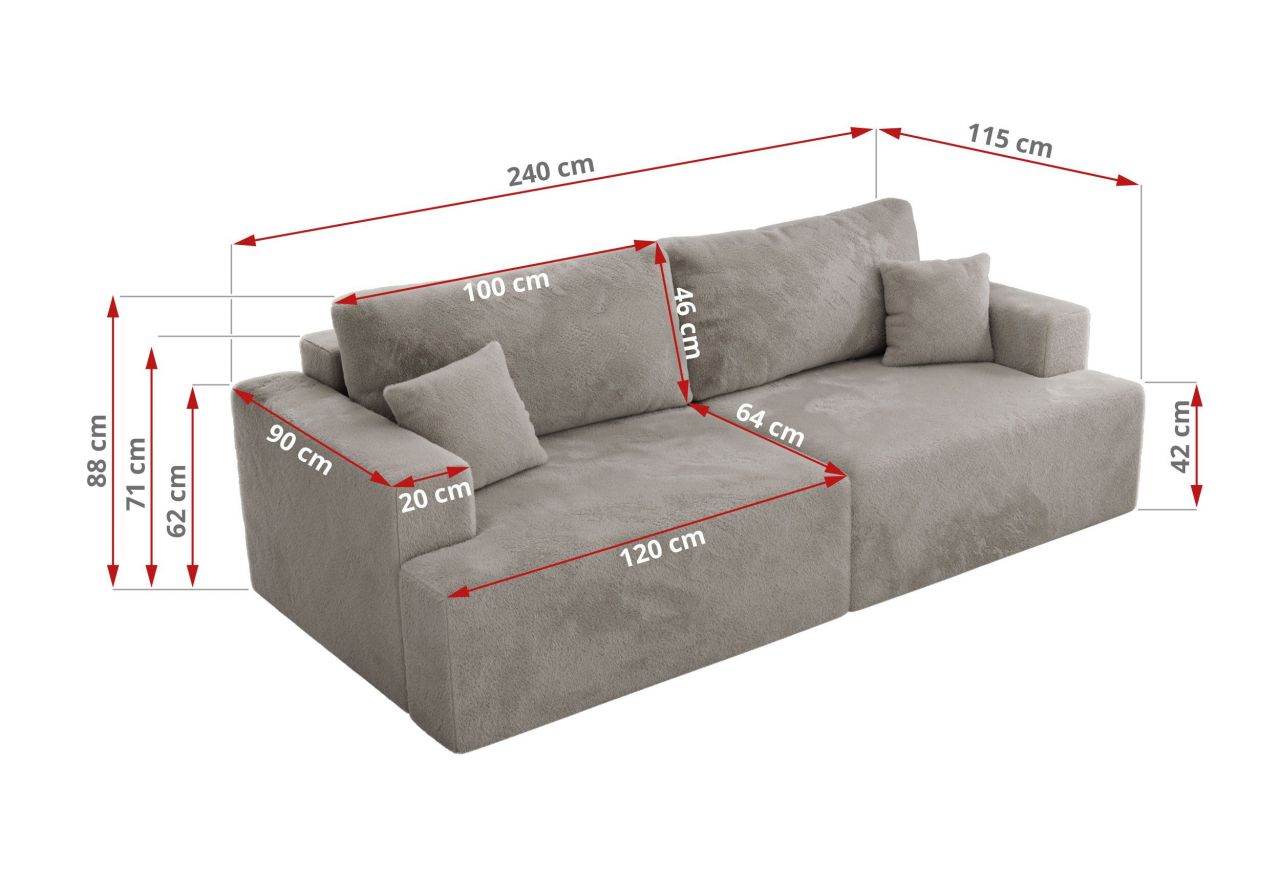 Sofa VIRELLA - jasnoszary, plusz