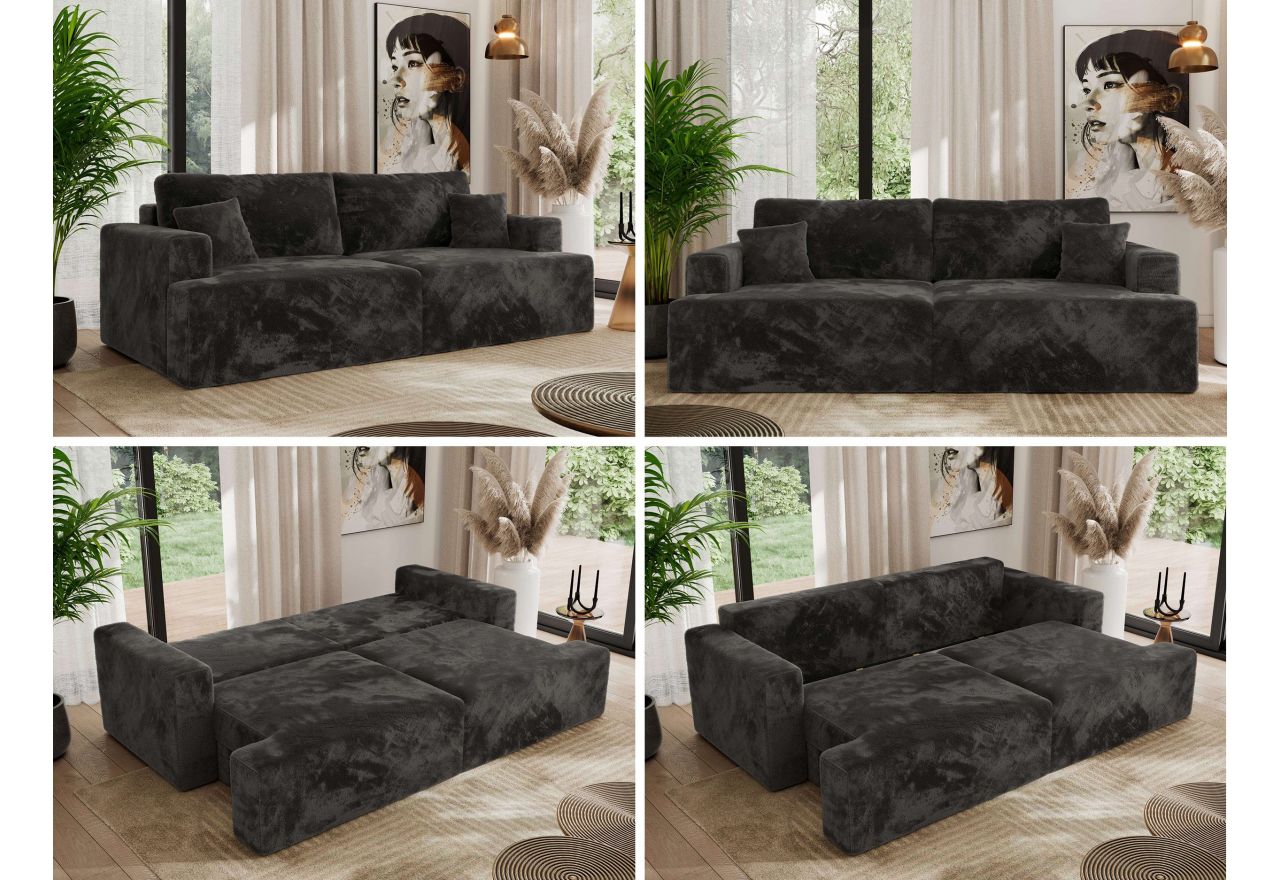Sofa VIRELLA - ciemnoszary, plusz