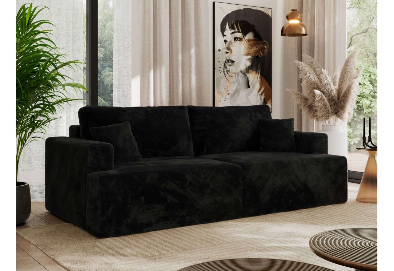 Sofa VIRELLA - czarny, plusz