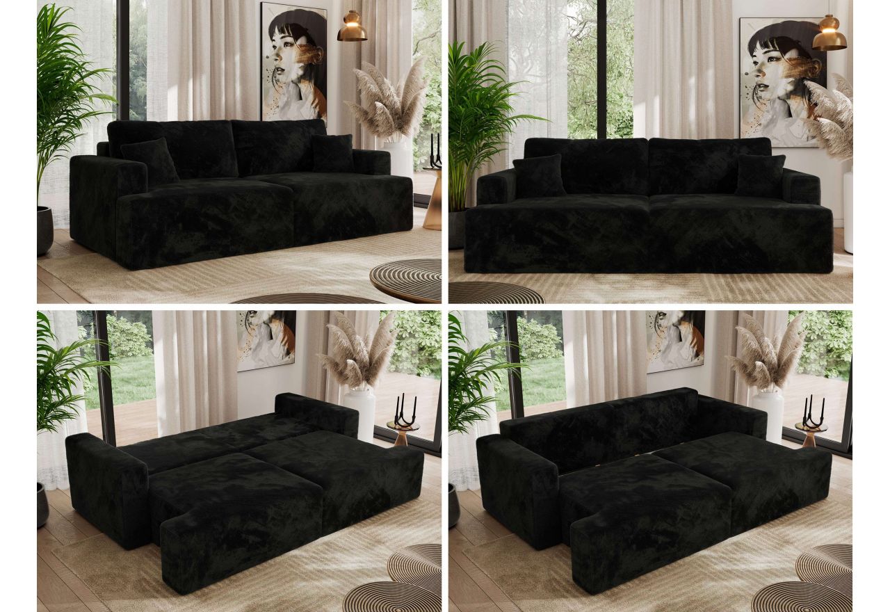 Sofa VIRELLA - czarny, plusz
