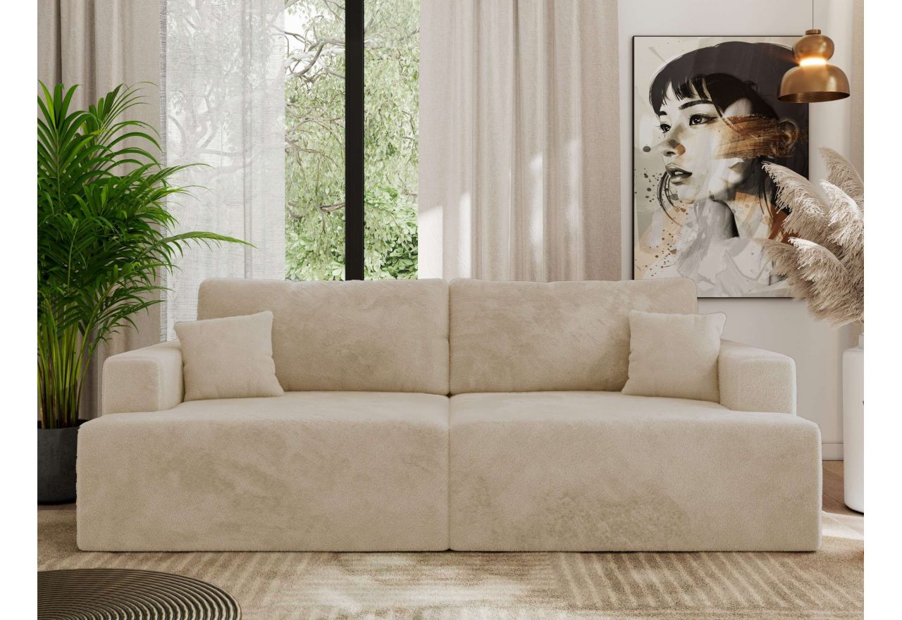 Sofa VIRELLA - kremowy, plusz