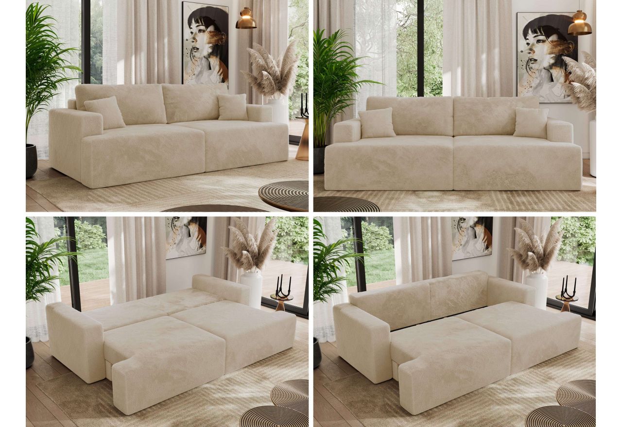 Sofa VIRELLA - kremowy, plusz