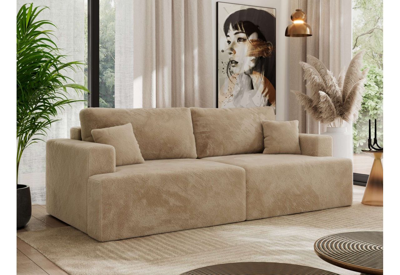Sofa VIRELLA - beżowy, plusz