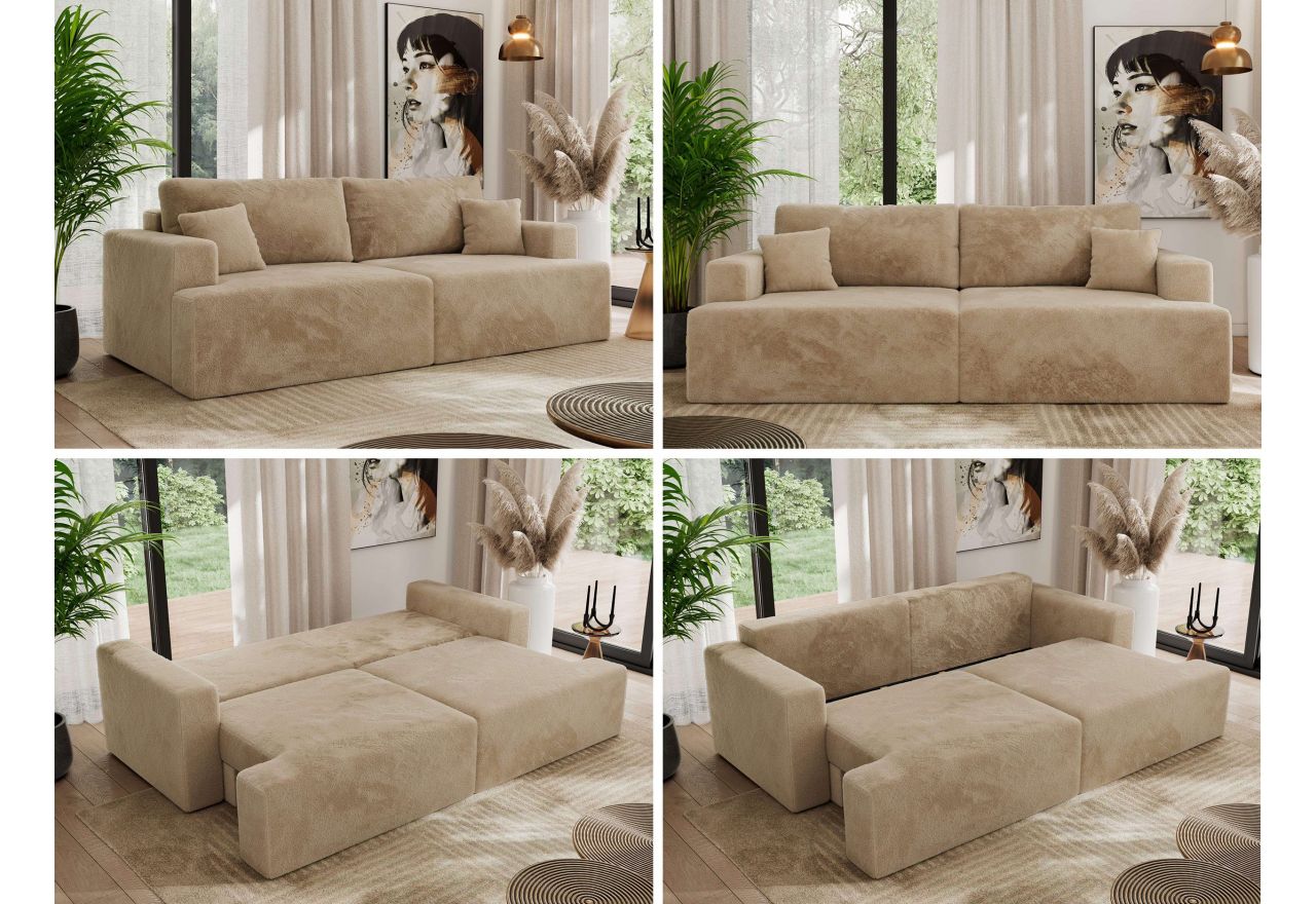 Sofa VIRELLA - beżowy, plusz