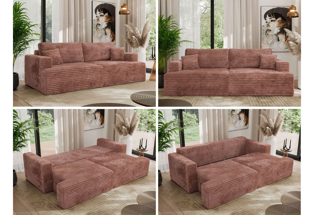 Sofa VIRELLA - różowy, sztruks