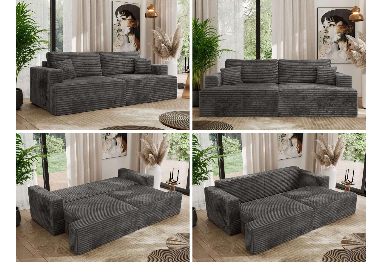 Sofa VIRELLA - ciemnoszary, sztruks