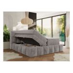 Łóżko kontynentalne - NIRA KING 120x200 - H3 - jasnoszary, plusz