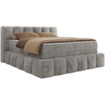 Łóżko kontynentalne - NIRA KING 200x200 - H3 - jasnoszary, plusz