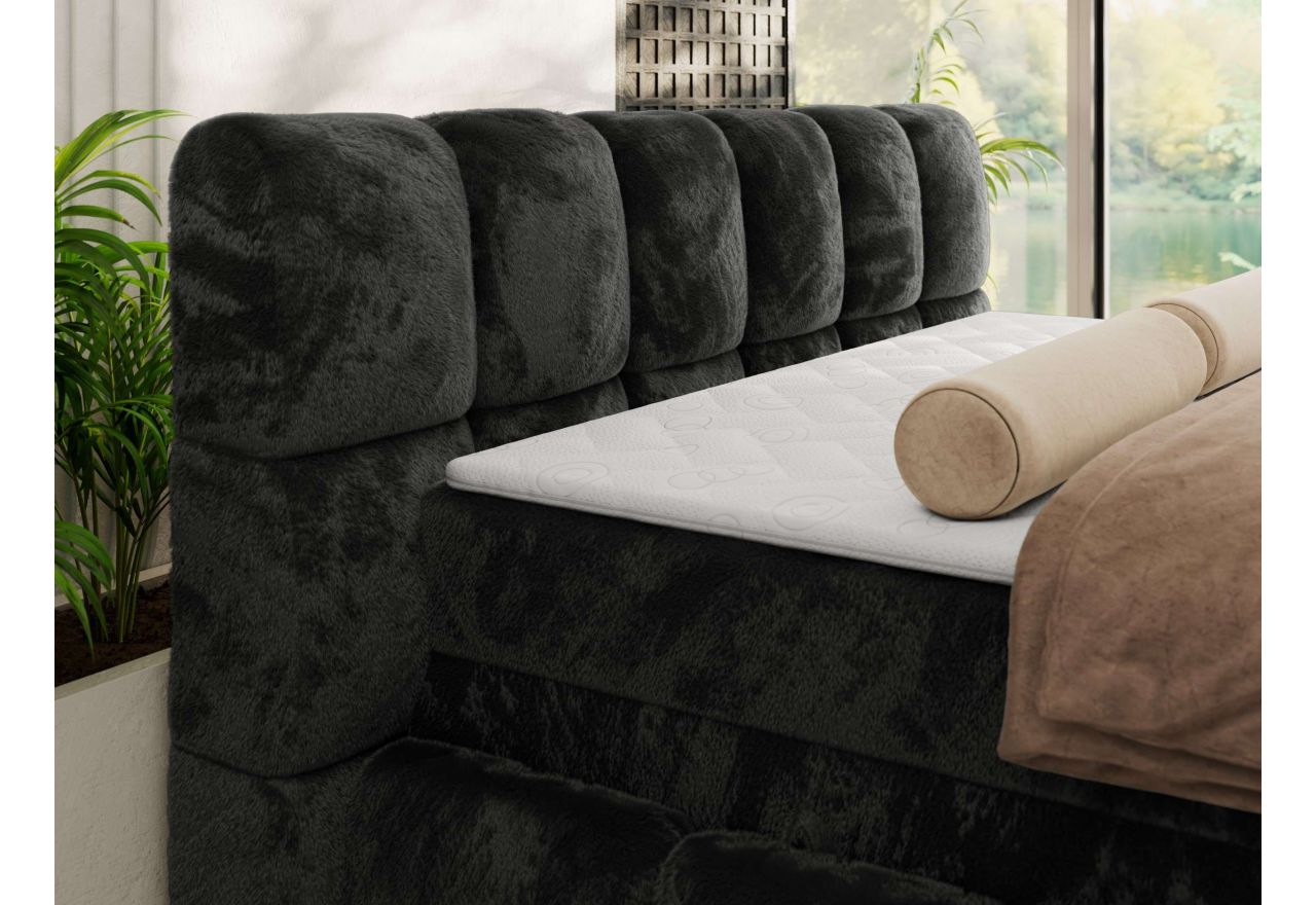 Łóżko kontynentalne - NIRA KING 120x200 - H3 - ciemnoszary, plusz