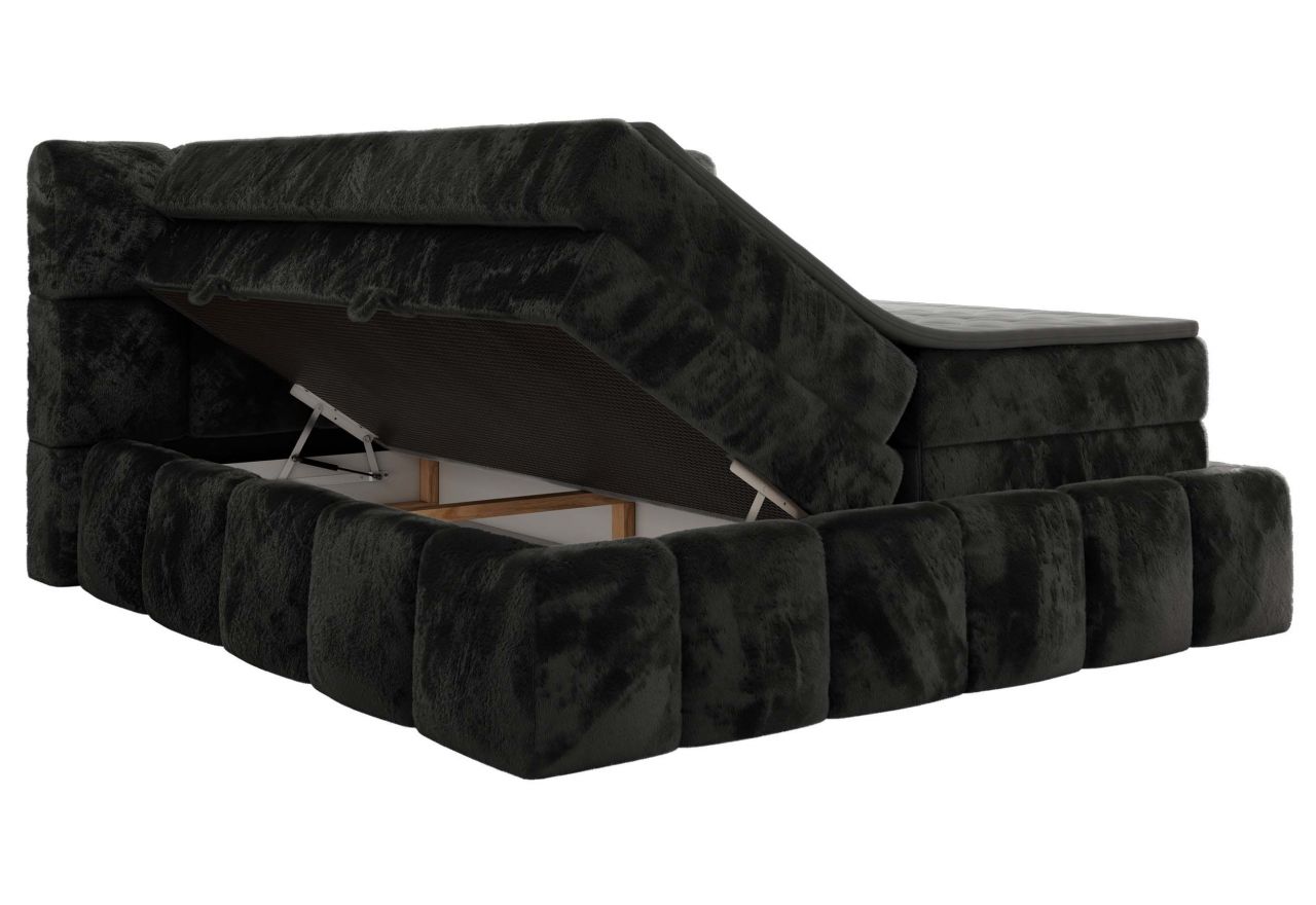 Łóżko kontynentalne - NIRA KING 160x200 - H3 - ciemnoszary, plusz