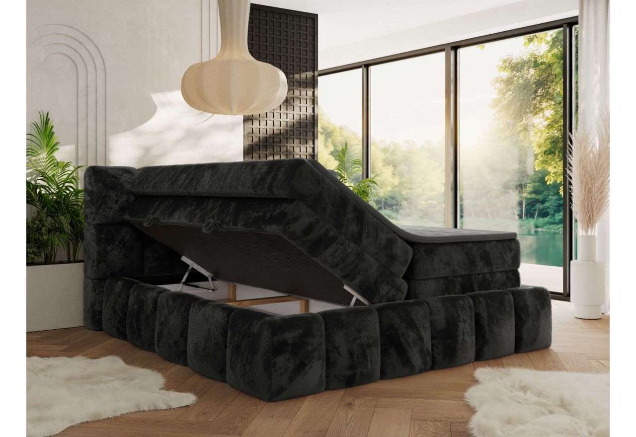 Łóżko kontynentalne - NIRA KING 180x200 - H3 - ciemnoszary, plusz